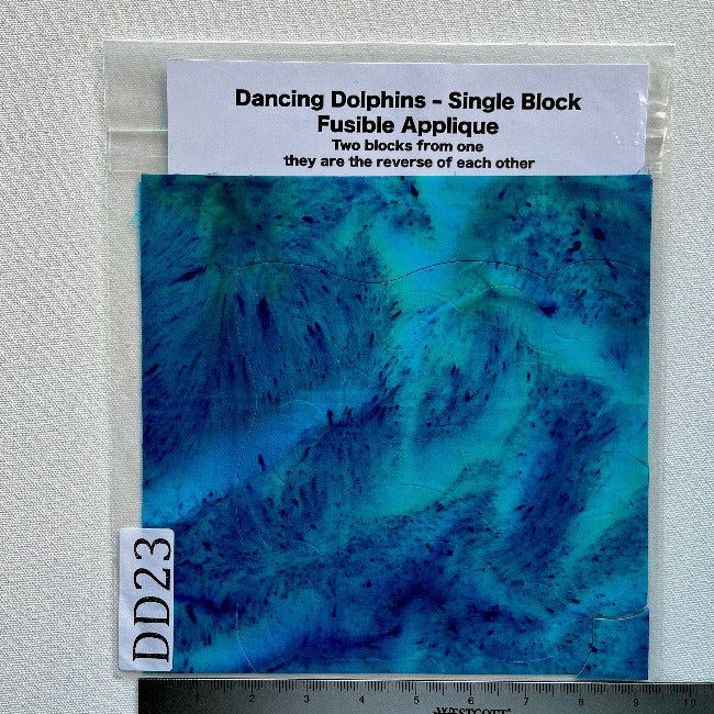 Dancing Dolphins Fusible Applique block made from Gabriele's hand dyed cotton-DD23