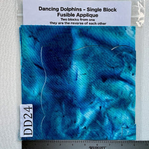Dancing Dolphins Fusible Applique block made from Gabriele's hand dyed cotton-DD24