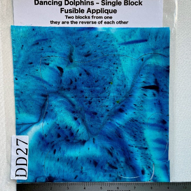 Dancing Dolphins Fusible Applique block made from Gabriele's hand dyed cotton-DD27