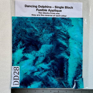 Dancing Dolphins Fusible Applique block made from Gabriele's hand dyed cotton-DD28