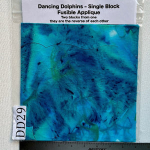 Dancing Dolphins Fusible Applique block made from Gabriele's hand dyed cotton-DD29