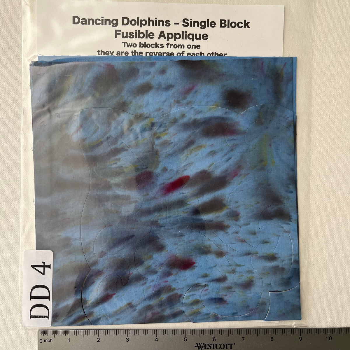 Dancing Dolphins Fusible Applique block made from Gabriele's hand dyed cotton-DD4