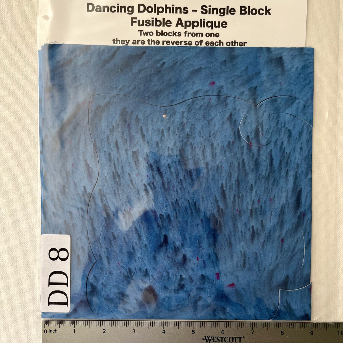Dancing Dolphins Fusible Applique block made from Gabriele's hand dyed cotton-DD8