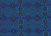 Desert Landscape blue Australian fabric by aboriginal Artist Roseanne Ellis is a geometric  design in multiple shades of blue.
