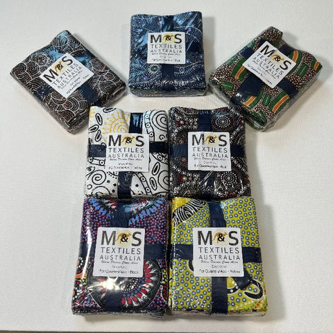 Australian Aboriginal Fabric 4 Fat Quarter Bundle - Special Buy