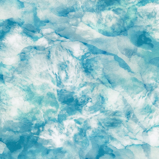 turquoise ice, with water bubbles in lighter shades and white frozen into it