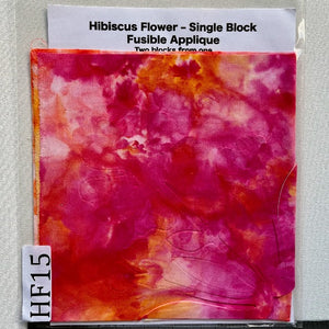 Hibiscus Flower Fusible Applique block made from Gabriele's hand dyed cotton-HF 15
