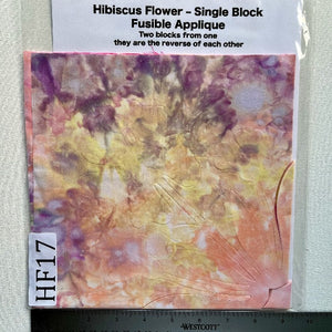 Hibiscus Flower Fusible Applique block made from Gabriele's hand dyed cotton-HF 17