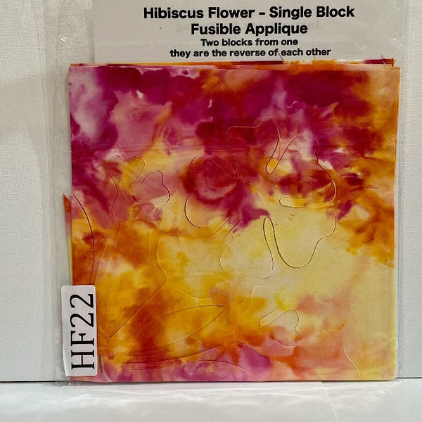 Hibiscus Flower Fusible Applique block made from Gabriele's hand dyed cotton-HF 22