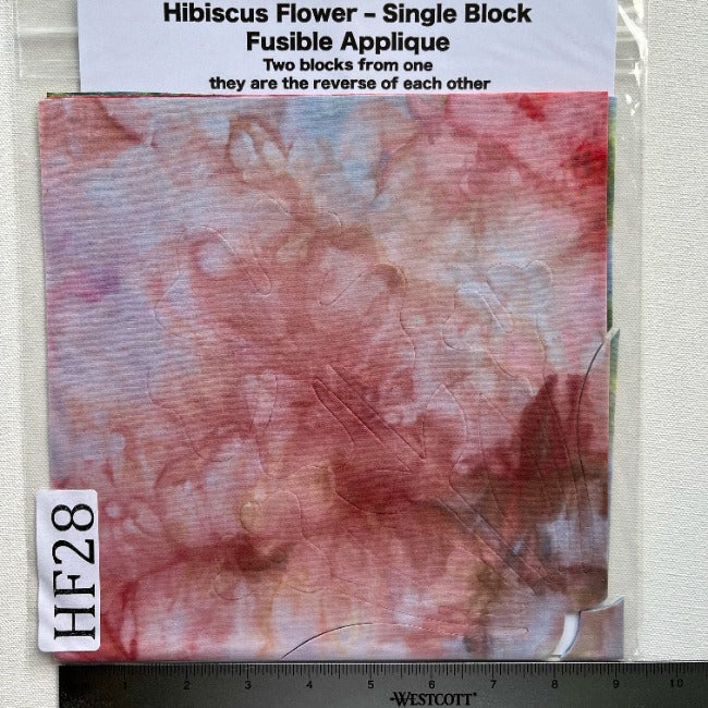 Hibiscus Flower Fusible Applique block made from Gabriele's hand dyed cotton-HF 28