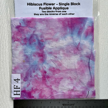 Hibiscus Flower Fusible Applique block made from Gabriele's hand dyed cotton-HF 4