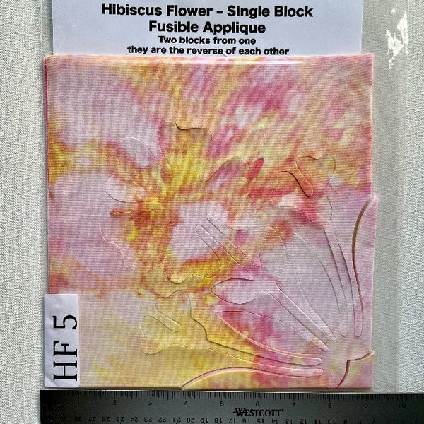 Hibiscus Flower Fusible Applique block made from Gabriele's hand dyed cotton-HF 5