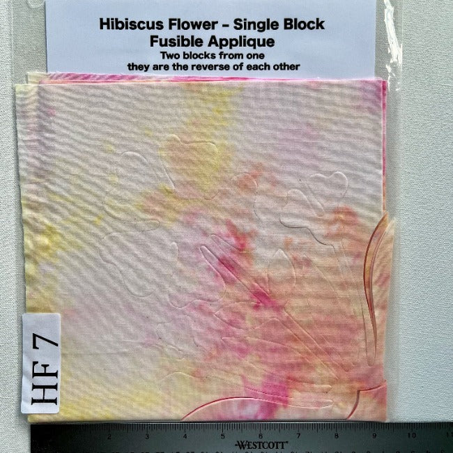 Hibiscus Flower Fusible Applique block made from Gabriele's hand dyed cotton-HF 7