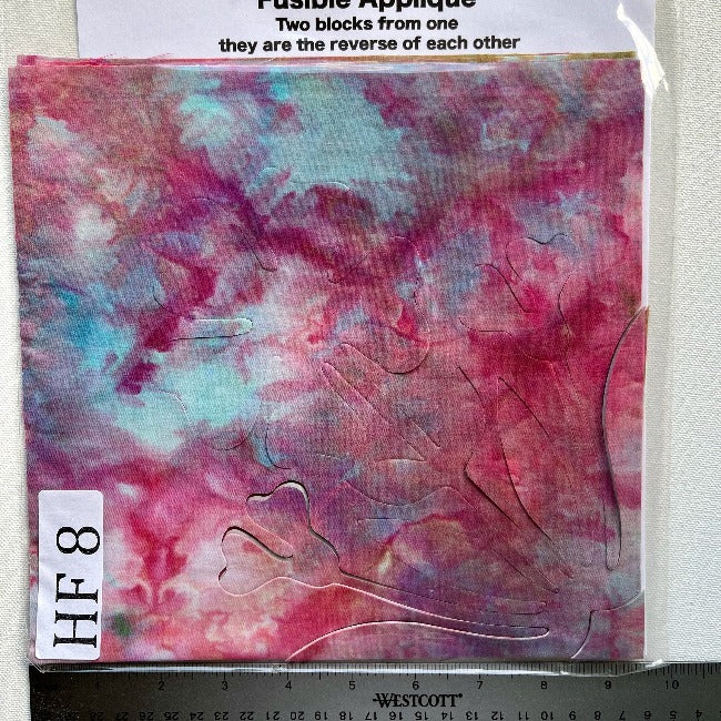 Hibiscus Flower Fusible Applique block made from Gabriele's hand dyed cotton-HF 8