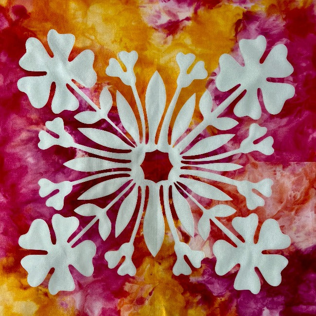 Hibiscus Flower Fusible Applique block made from Gabriele's hand dyed cotton-HF 2