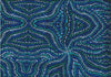 Honey Flowers blue by Tanya Price is an aboriginal design in lively shades of blue and turquoise on a dark background.