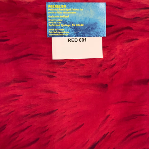 Hand Dyed 100 % cotton fabric red 001