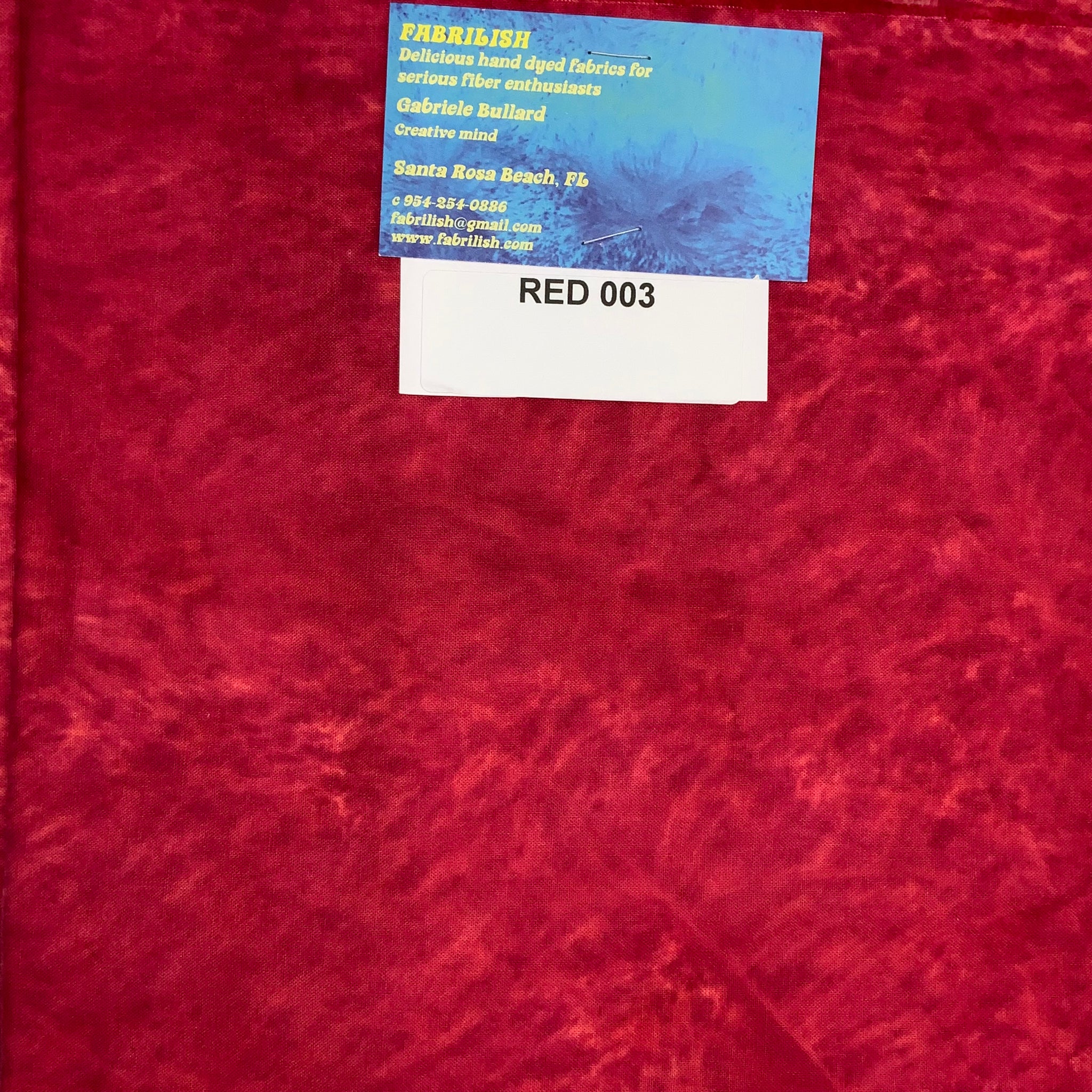 Hand Dyed 100 % cotton fabric red 003