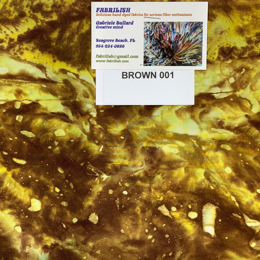 Hand Dyed 100 % cotton fabric brown 001