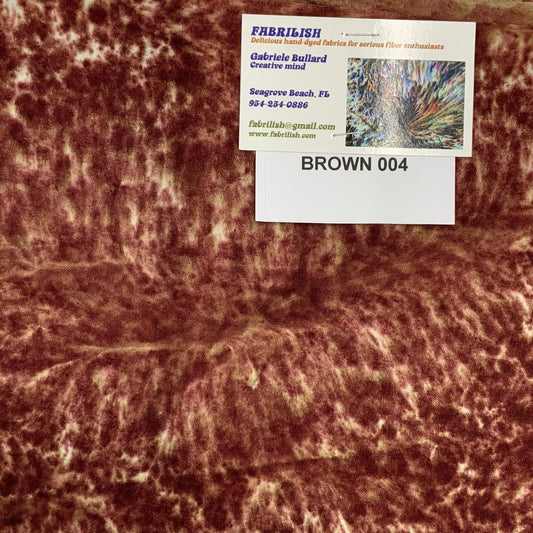 Hand Dyed 100 % cotton fabric brown 004
