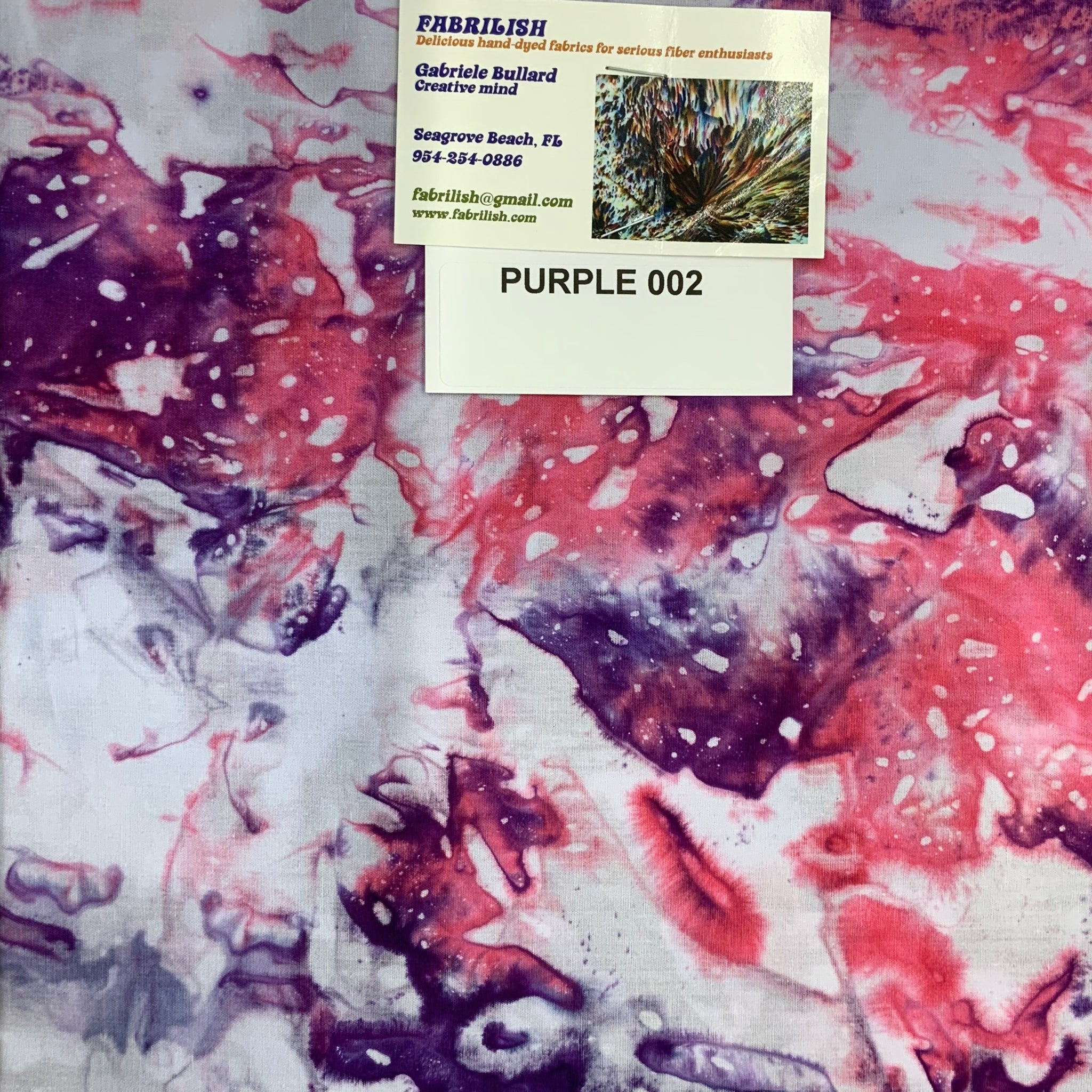 Hand Dyed 100 % cotton fabric purple 002