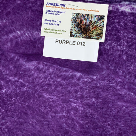 Hand Dyed 100 % cotton fabric purple 012