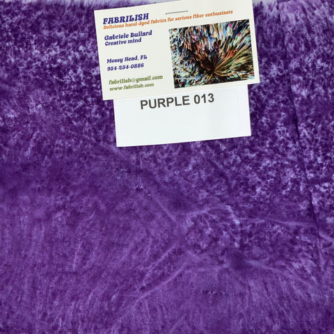 Hand Dyed 100 % cotton fabric purple 013