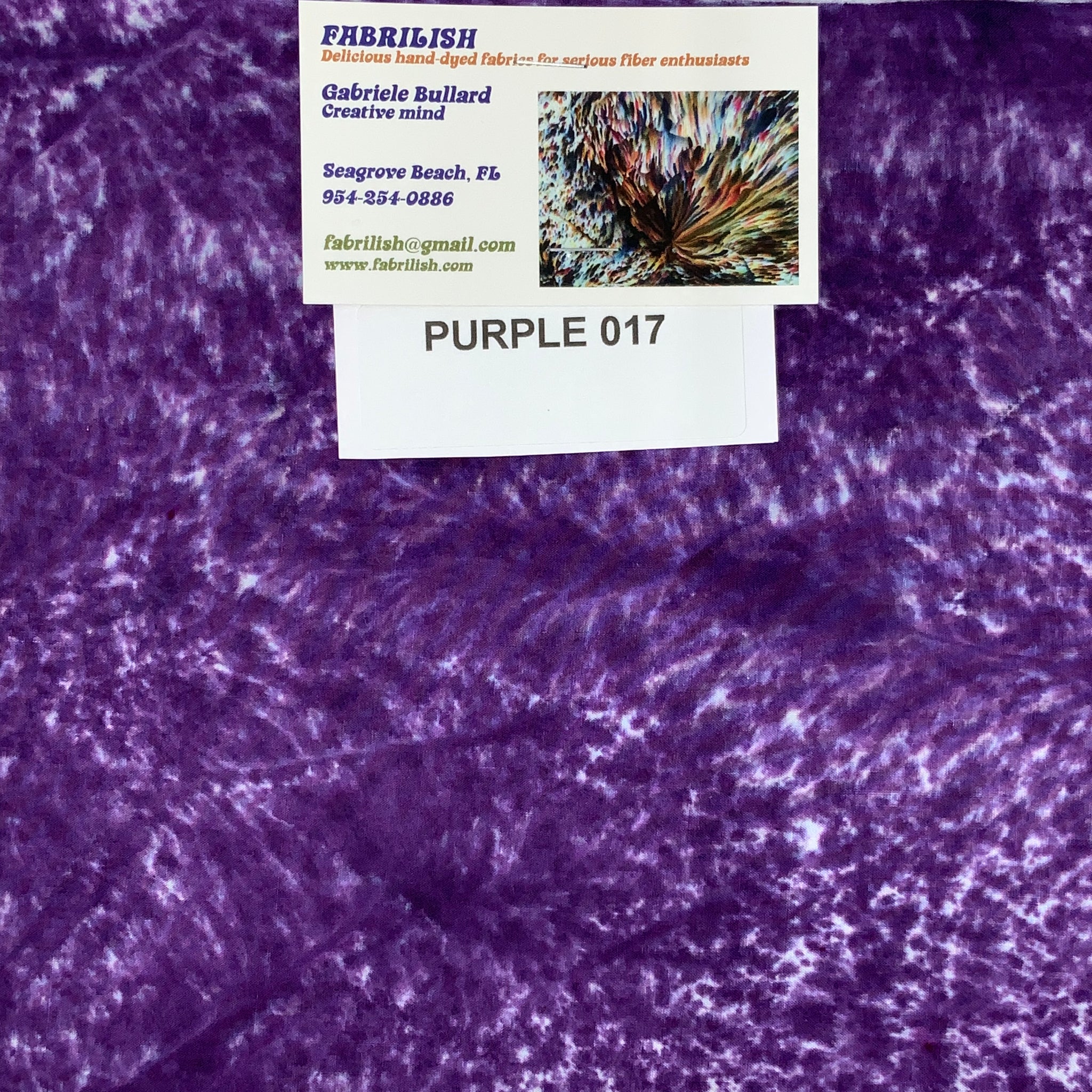 Hand Dyed 100 % cotton fabric purple 017