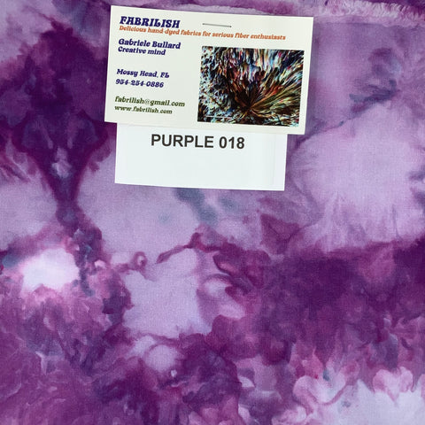 Hand Dyed 100 % cotton fabric purple 018