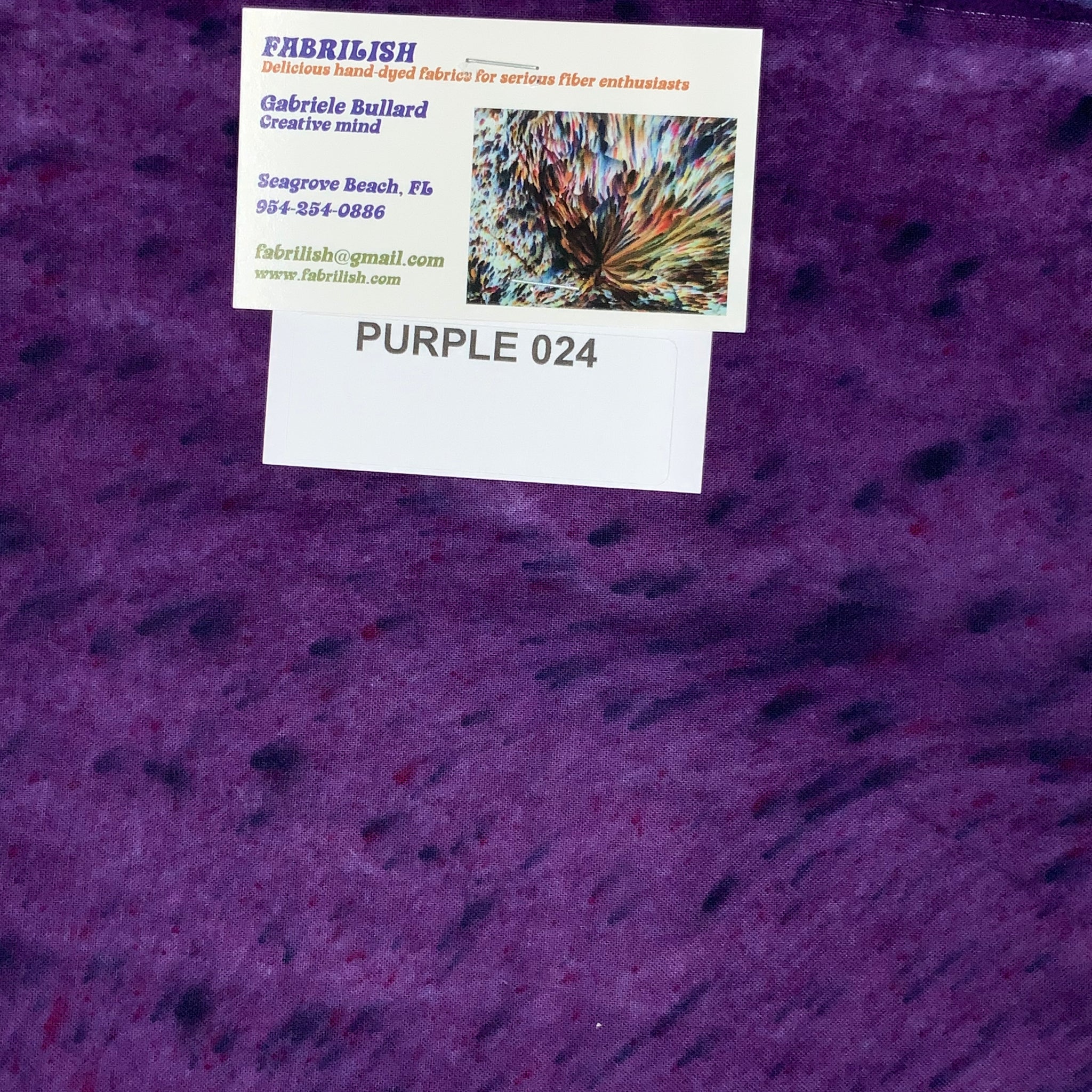 Hand Dyed 100 % cotton fabric purple 024