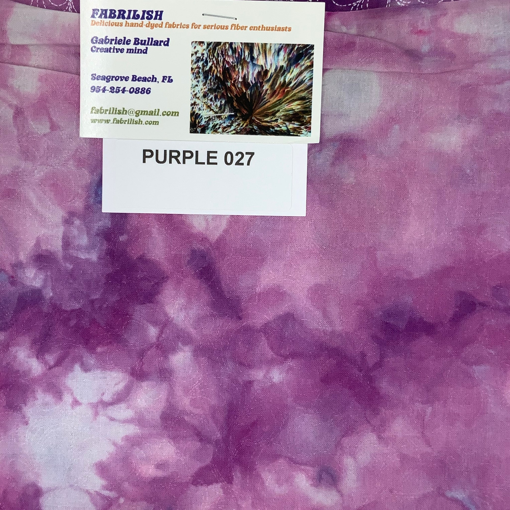 Hand Dyed 100 % cotton fabric purple 027