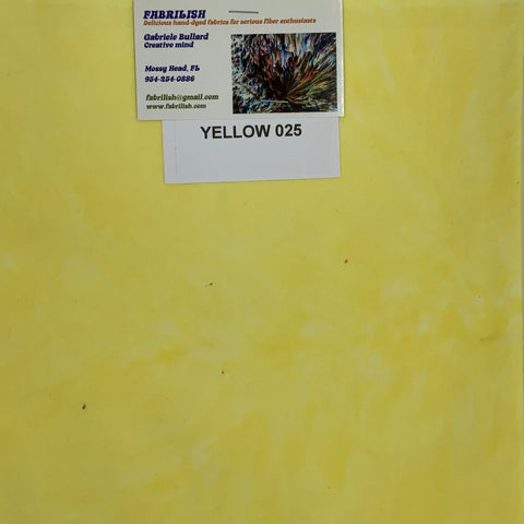 Hand Dyed 100 % cotton fabric yellow 025