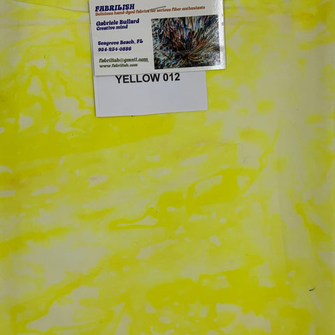 Hand Dyed 100 % cotton fabric yellow 012