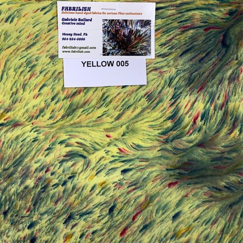 Hand Dyed 100 % cotton fabric yellow 005