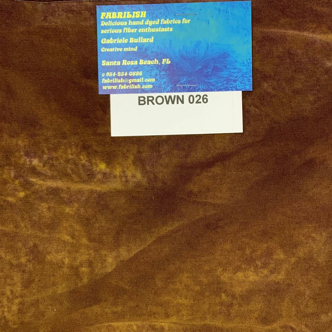 Hand Dyed 100 % cotton fabric brown 026