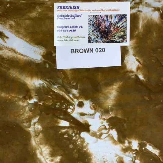 Hand Dyed 100 % cotton fabric brown 020