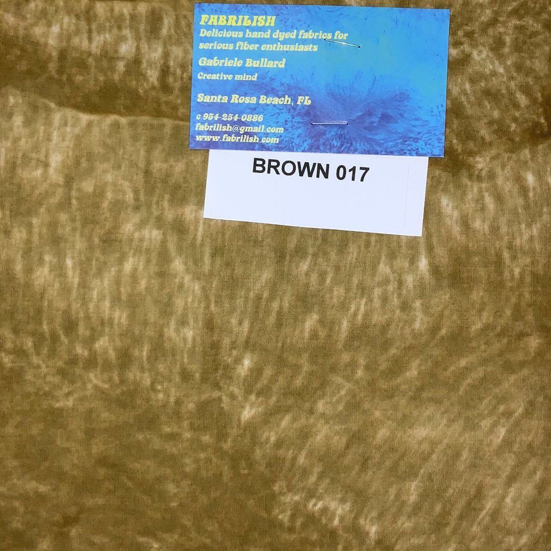 Hand Dyed 100 % cotton fabric brown 017