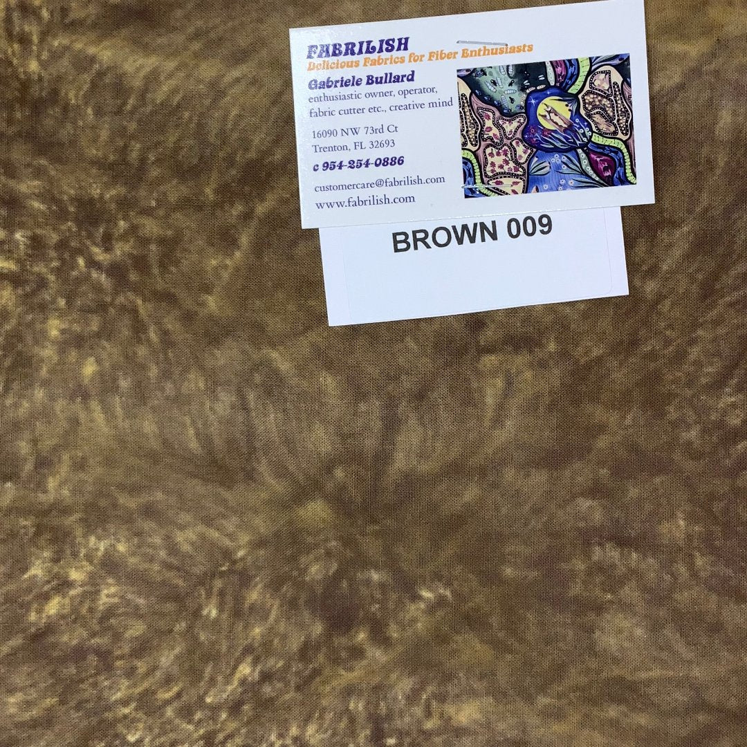 Hand Dyed 100 % cotton fabric brown 009