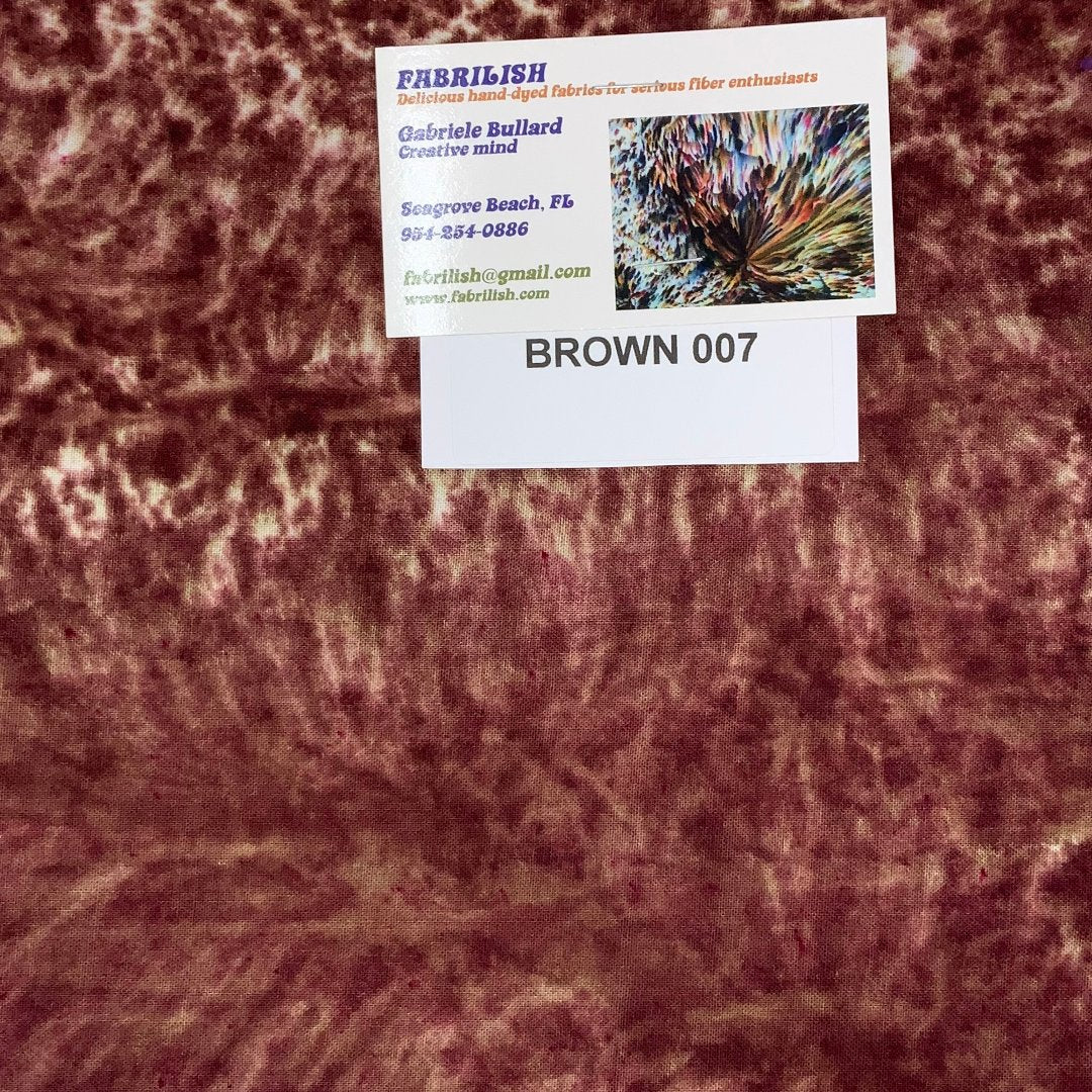 Hand Dyed 100 % cotton fabric brown 007