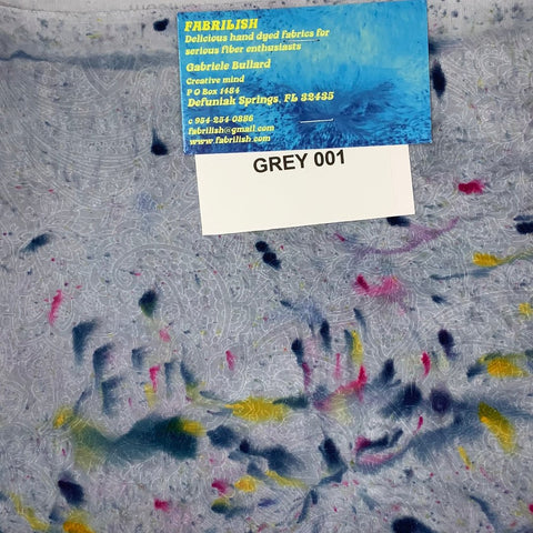 Hand Dyed 100 % cotton fabric Grey 001