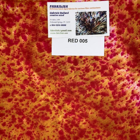 Hand Dyed 100 % cotton fabric red 005