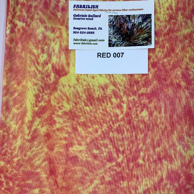 Hand Dyed 100 % cotton fabric red 007