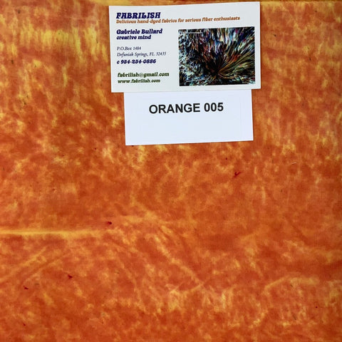 Hand Dyed 100 % cotton fabric orange 005