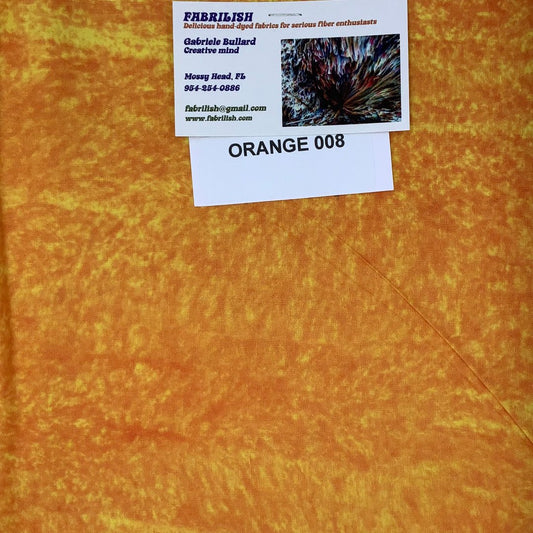 Hand Dyed 100 % cotton fabric orange 008