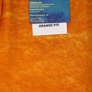 Hand Dyed 100 % cotton fabric orange 010