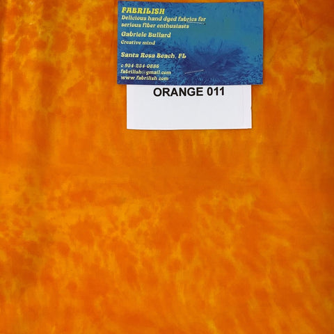 Hand Dyed 100 % cotton fabric orange 011