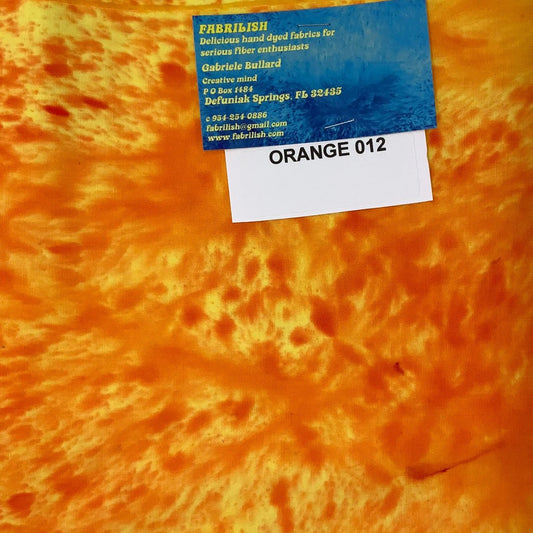 Hand Dyed 100 % cotton fabric orange 012