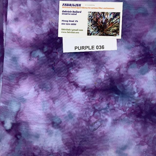 Hand Dyed 100 % cotton fabric purple 036