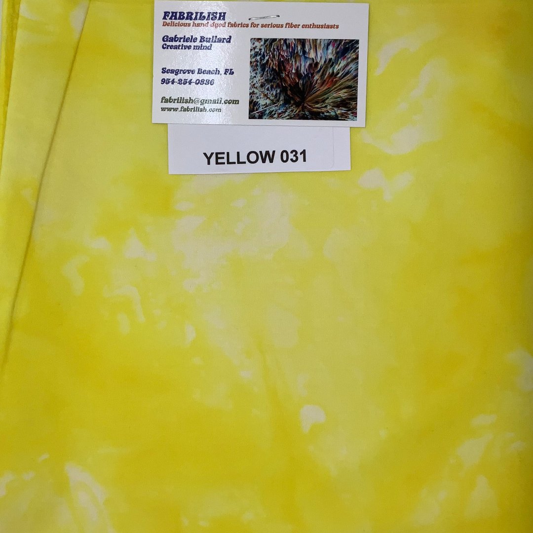 Hand Dyed 100 % cotton fabric yellow 031