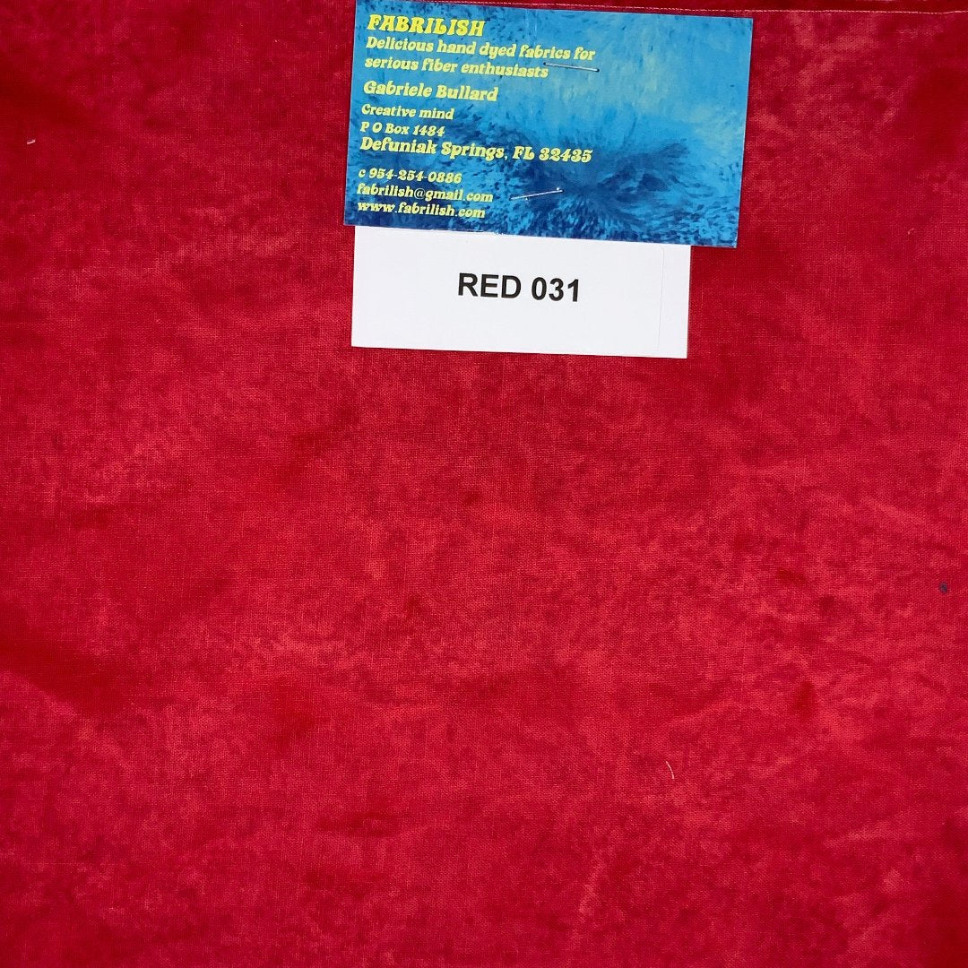 Hand Dyed 100 % cotton fabric red 031